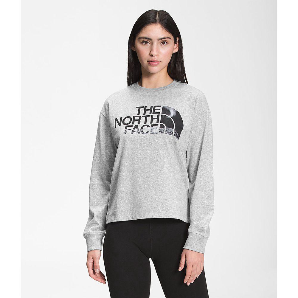 The North Face Recycled Expedition Graphic L/S Γυναικεια Tops - Ανοιχτο Γκρι (RLXF96237)
